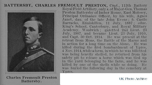 Battersby C F P Captain Royal Field Artillery Obit