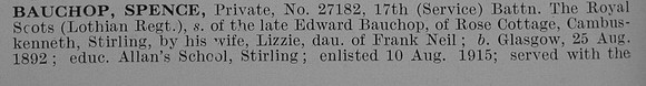 Bauchop S Pte 17th Royal Scots Obit Part 1