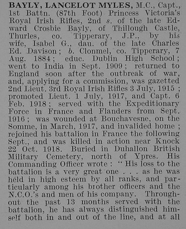 Bayly L M Captain MC 1st Royal Irish Rifles Obit Part 1