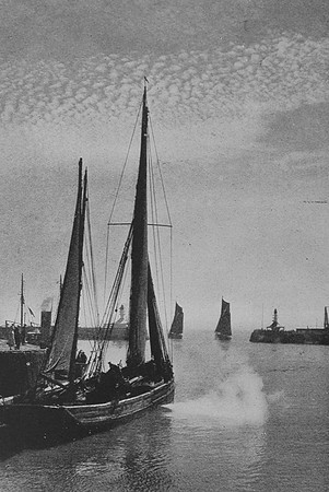 Trawlers Sailing From Lowestoft Harbour 1930s