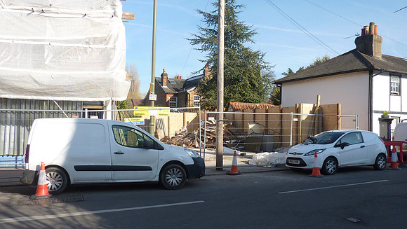Demolishing The Shops In Woodfield Lane Feb 2019