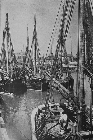 Trawlers In Lowestoft  Harbour 1930s