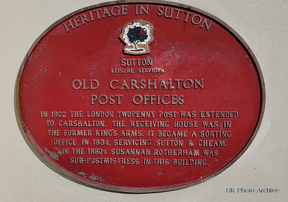 The Plaque At The Old Post Office High Street Carshalton