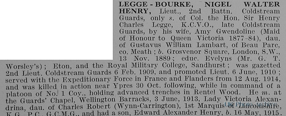 Legge-Bourke N W H Lt 2nd Coldstream Guards