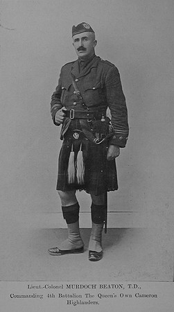 Beaton M Lt Col TD 4th Cameron Highlanders The Sword Of The North Highland Memories Of The Great War-Dugald MacEchern