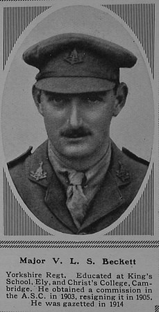 Beckett V L S Major 9th Yorkshire Regiment The Sphere 28th Oct 1916