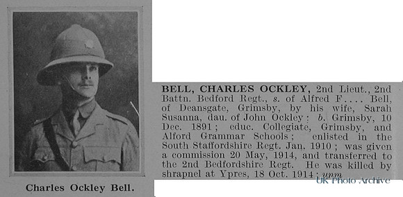 Bell C O 2nd Lt 2nd Bedfordshire Regiment Obit