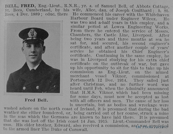Bell F Eng Lt HMS Viknor Royal Naval Reserve Obit