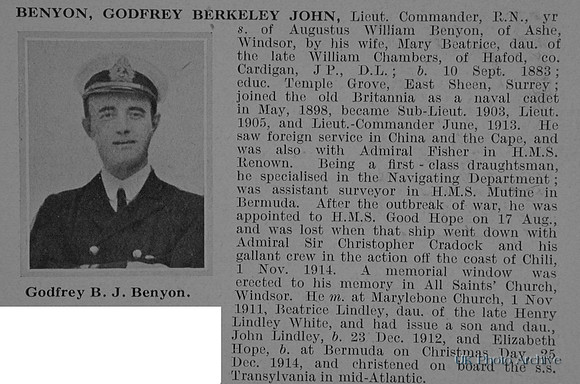 Benyon G B J Lt Comm H.M.S Good Hope Royal Navy Obit