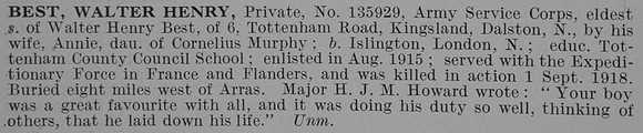 Best W H Pte Army Service Corps Obit