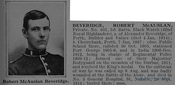 Beveridge R M Pte 401 1st Black Watch Obit