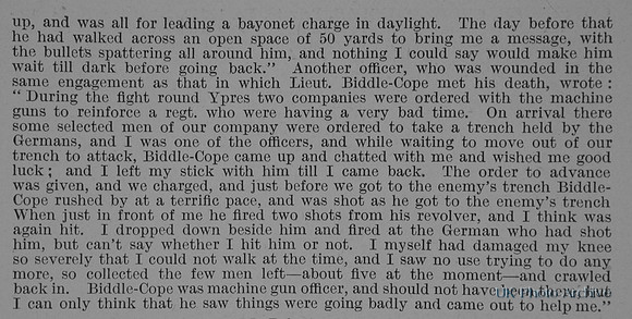 Biddle-Cope A C P 2nd Lt 1st Shropshire Light Infantry Obit Part 2