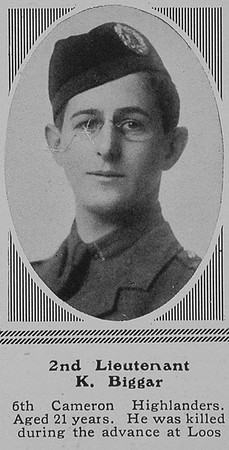 Biggar K 2nd Lt 6th Cameron Highlanders The Sphere 1st Jan 1916