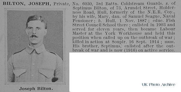 Bilton J Pte 6030 3rd Coldstream Guards Obit