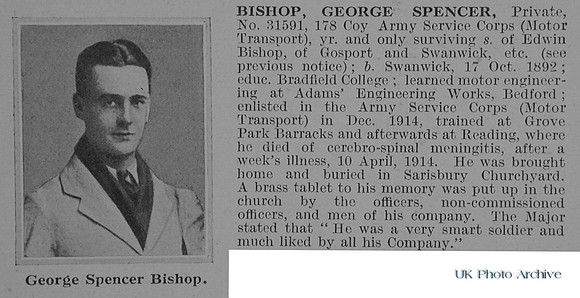 Bishop G S Pte 31591 Army Service Corps Obit