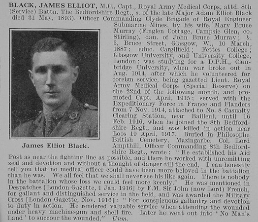 Black J E Captain MC Royal Army Medical Corps Obit