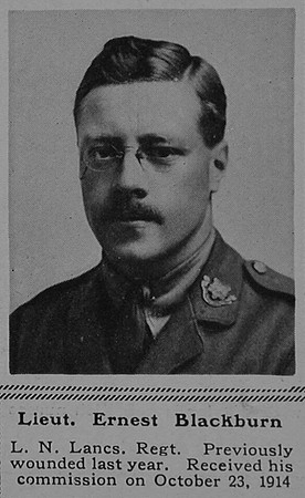 Blackburn Ernest Lt 5th The Loyal North Lancashire Regiment The Sphere 14th Oct 1916