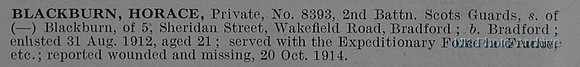 Blackburn H Pte 8393 2nd Scots Guards Obit