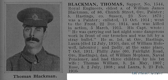 Blackman T Sapper 1544 Royal Engineers Obit