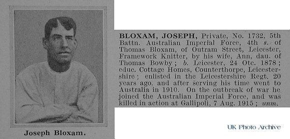 Bloxam J Pte 1732 5th Australian Imperial Force  Obit