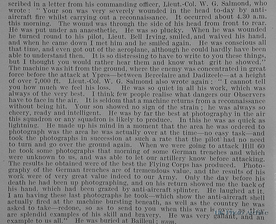 Boles H F 2nd Lt 17th Lancers Attd Royal Flying Corps Obit Part 2