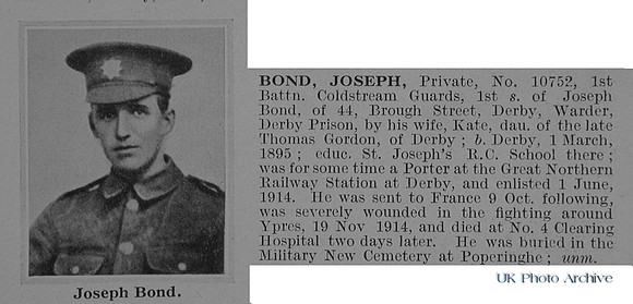 Bond J Pte 10752 1st Coldstream Guards Obit