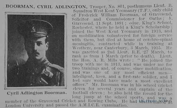 Boorman C A Tpr 801 West Kent Yeomanry Obit