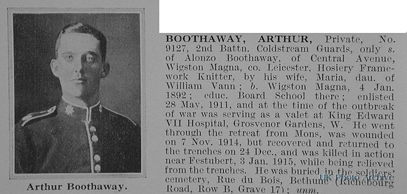 Boothaway A Pte 9127 2nd Coldstream Guards Obit