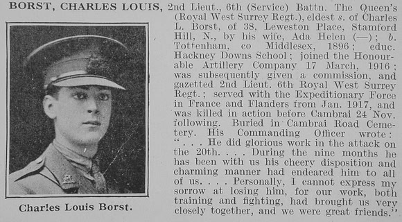 Borst C L 2nd Lt 6th Royal West Surrey Regiment Obit Part 1