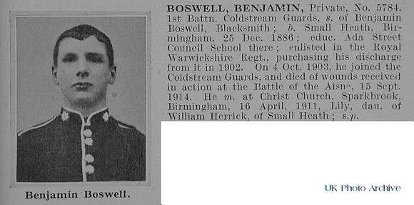 Boswell B Pte 5784 1st Coldstream Guards Obit