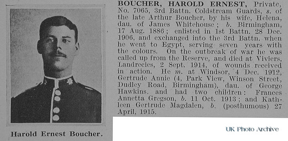Boucher H E Pte 7065 3rd Coldstream Guards Obit