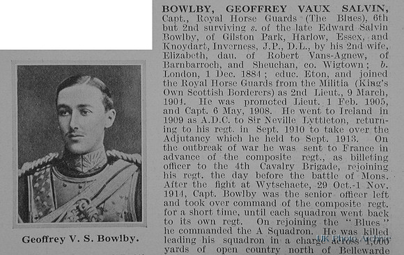 Bowlby G V S Captain Royal Horse Guards Obit Part 1