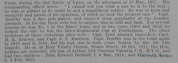 Bowlby G V S Captain Royal Horse Guards Obit Part 2