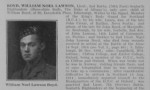 Boyd W N L Lt 2nd Seaforth Highlanders Obit Part 1