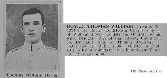 Boyle T W Pte 10345 1st Coldstream Guards Obit