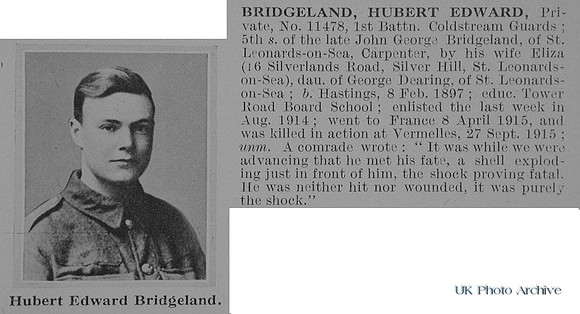Bridgeland H E Pte 11478 1st Coldstream Guards Obit