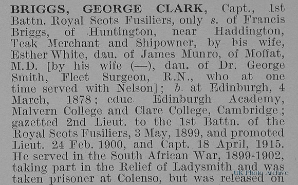 Briggs G C Captain 1st Royal Scots Fusiliers Obit Part 1