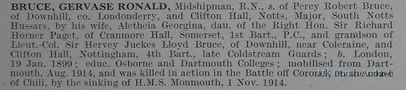 Bruce G R Midshipman HMS Monmouth Obit