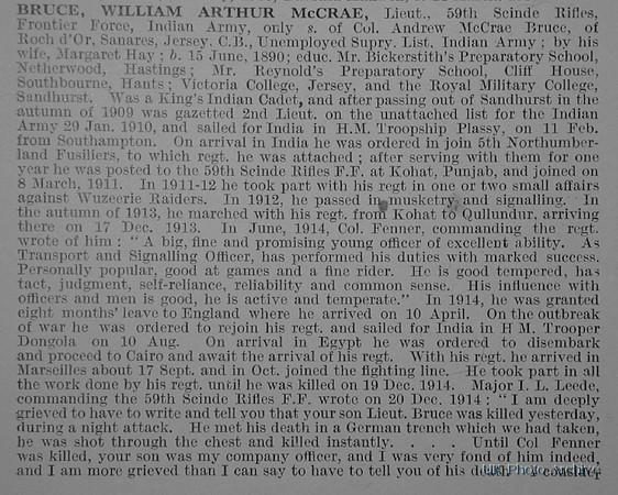 Bruce W A M Lt VC 59th Scinde Rifles (Frontier Force) Obituary Part 1