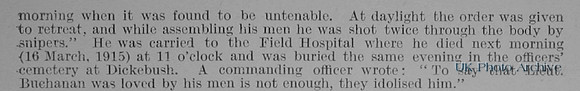 Buchanan J H Lt 4th Royal Irish Fusiliers Attd 1st Leinster Regiment Obituary Part 2