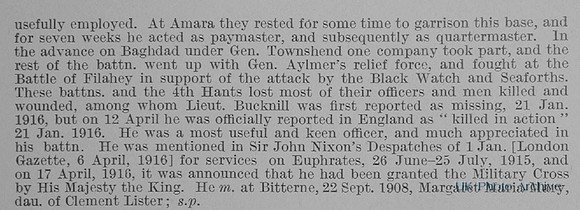 Bucknill J C 2nd Lt 4th Hampshire Regiment Obituary Part 2