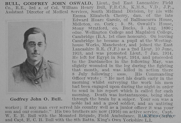 Bull G J O Lt Royal Engineers Obit