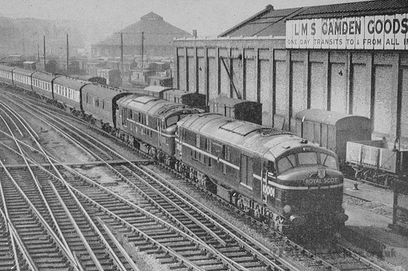 Diesel-Electric Units Nos 10001 And 10000 About To Descend Camden Bank Into Euston