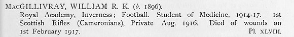 MacGillivray W R K Pte 1st Cameronians Obit