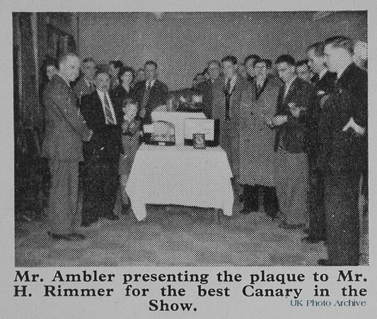 H Rimmer Being Presented The Plaque For Best Canary In Show