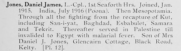 Jones D J LCpl 1st Seaforth Highlanders Photo Available Plate 12