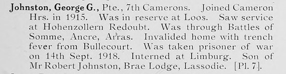 Johnston G G Pte 7th Cameron Highlanders Photo Available Plate 7