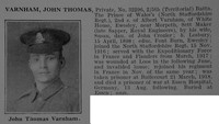 Varnham J T Pte 32296 5th North Staffordshire Regiment Obit De Ruvignys Roll Of Honour Vol 5