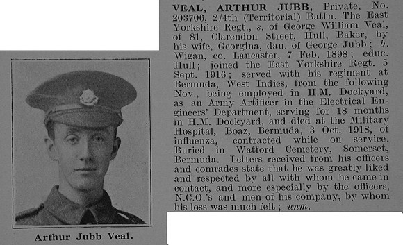 Veal A J Pte 203706 4th East Yorkshire Regiment Obit De Ruvignys Roll Of Honour Vol 5