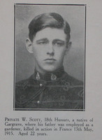 Scott W Pte 18th Hussars Craven Roll Of Honour
